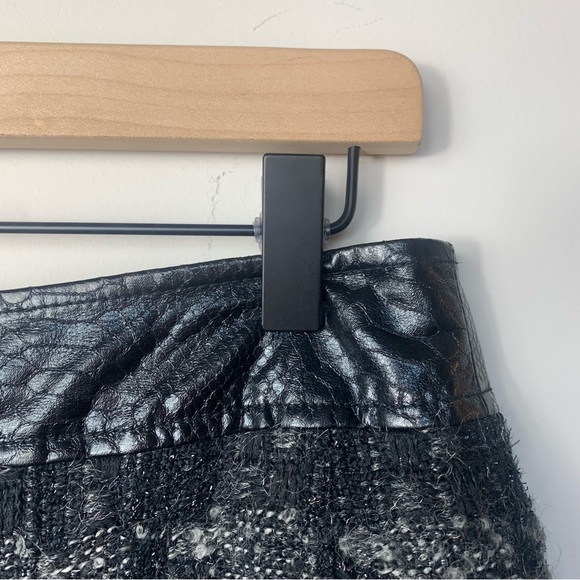 Tory Burch Leather Trimmed Tweed Pencil Skirt Wool Blend - Picture 4 of 9